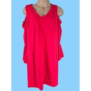 Lane Bryant Size 18 Red Fit Flare Cut Out Shoulder Bell Sleeved Dress New NWT
